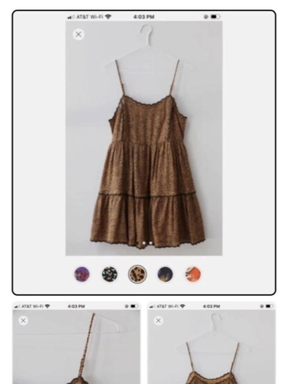 Urban Outfitters Scallop Baby Doll Dress Animal Print Mini Dress in Brown Size M